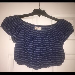 Navy blue cinched crop top
